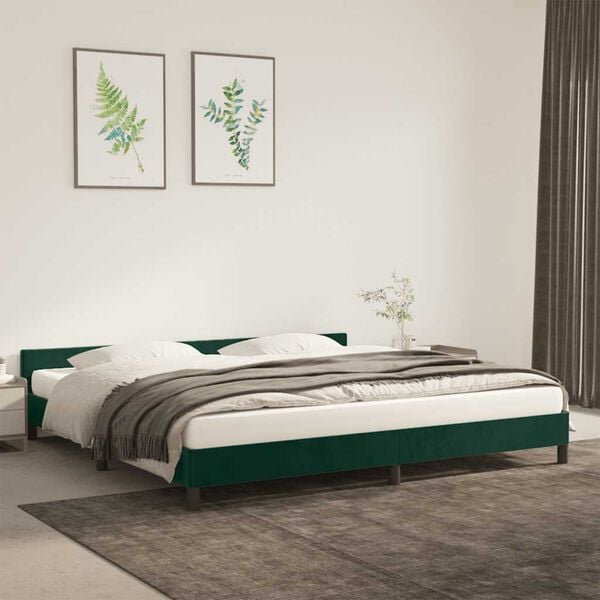 vidaXL Estructura cama sin colch&oacute;n terciopelo verde oscuro 200x200 cm