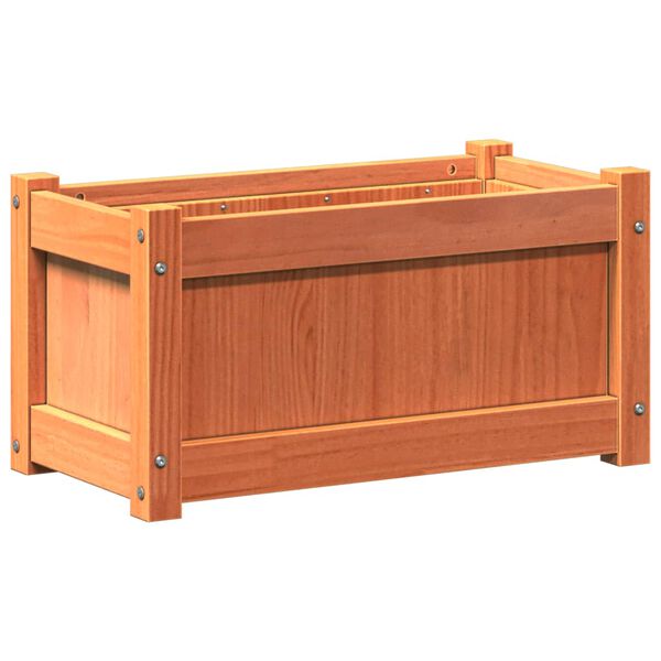 vidaXL Jardinera exterior madera maciza pino marrón cera 60x31x31 cm