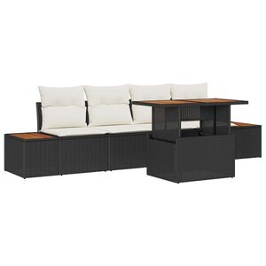 vidaXL Conjunto de sof&aacute;s de jard&iacute;n 5 uds. Negro rat&aacute;n sint&eacute;tico