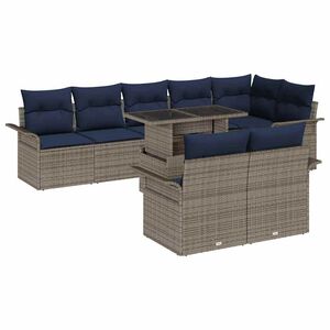 vidaXL Conjunto de sof&aacute; de jard&iacute;n 9 pcs Gris Rattan de Poli&eacute;ster