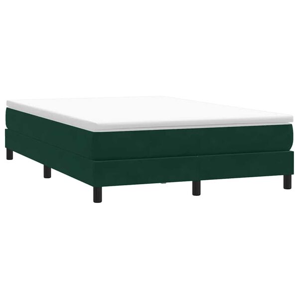 vidaXL Cama box spring sin colch&oacute;n terciopelo verde oscuro 140x210 cm
