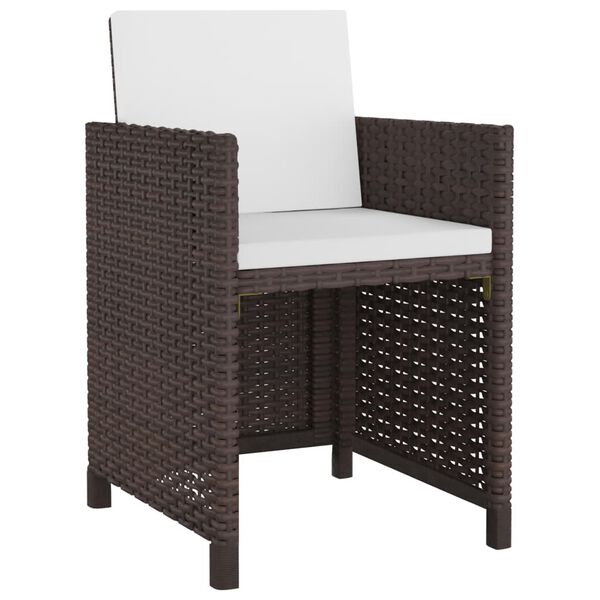 vidaXL Set comedor de jard&iacute;n y cojines 9 piezas rat&aacute;n sint&eacute;tico marr&oacute;n