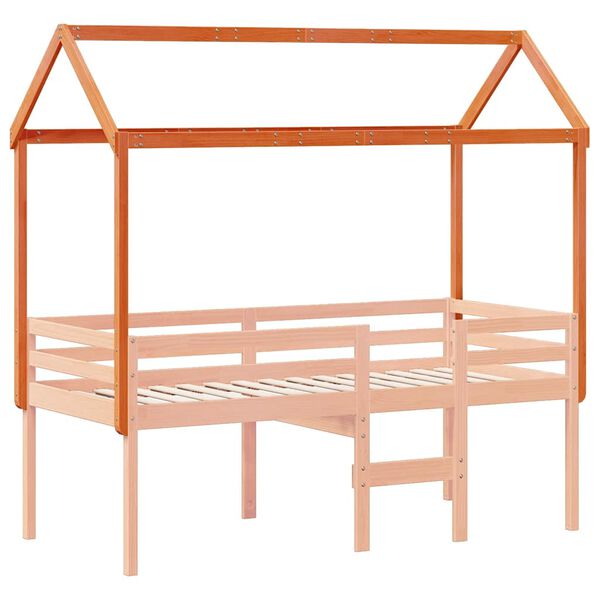 vidaXL Techo de cama infantil madera maciza pino marr&oacute;n 207x95,5x159cm