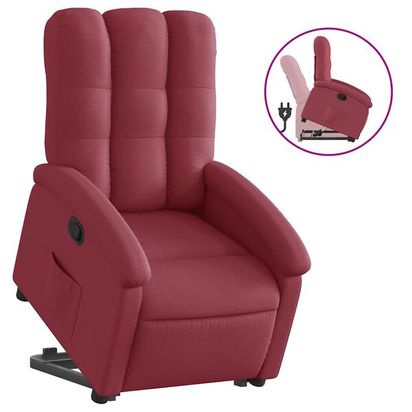 vidaXL Sill&oacute;n reclinable elevable tela rojo tinto