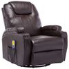 vidaXL Sill&oacute;n de masaje mecedora de cuero sint&eacute;tico marr&oacute;n