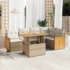 vidaXL Set sof&aacute;s jard&iacute;n y cojines 6 pzas rat&aacute;n sint&eacute;tico acacia beige
