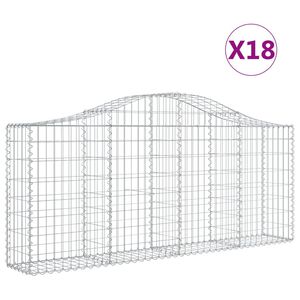 vidaXL Cestas de gaviones 18 uds forma de arco hierro 200x30x80/100 cm