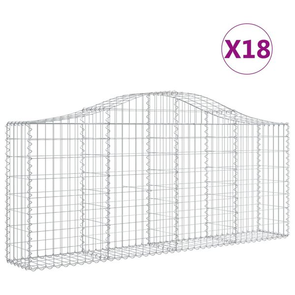 vidaXL Cestas de gaviones 18 uds forma de arco hierro 200x30x80/100 cm