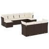 vidaXL Set de sof&aacute;s de jard&iacute;n 10 pzas y cojines rat&aacute;n sint&eacute;tico marr&oacute;n