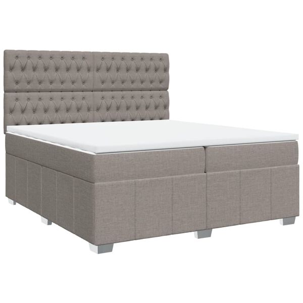vidaXL Cama box spring con colch&oacute;n tela gris taupe 200x200 cm