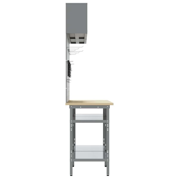 vidaXL Conjunto de banco de trabajo con estante 8 pcs Gris Acero