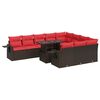 vidaXL Set de sof&aacute;s de jard&iacute;n 11 pzas cojines rat&aacute;n sint&eacute;tico marr&oacute;n