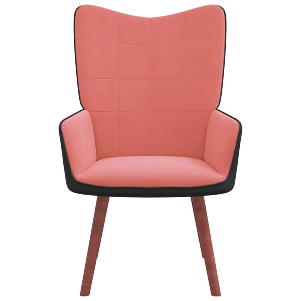 vidaXL Silla de relajaci&oacute;n de terciopelo rosa y PVC