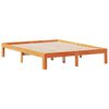 vidaXL Cama con estanter&iacute;a sin colch&oacute;n madera maciza marr&oacute;n 135x190cm