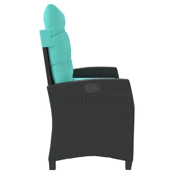 vidaXL Sill&oacute;n reclinable de jard&iacute;n con cojines rat&aacute;n sint&eacute;tico negro