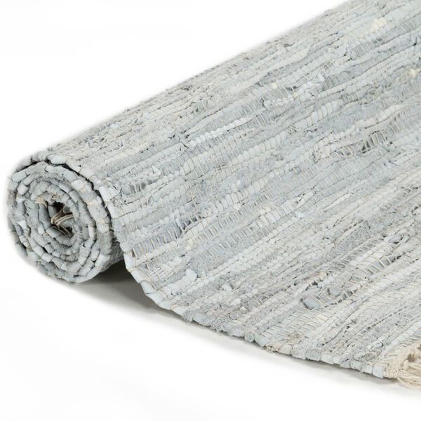 vidaXL Alfombra tejida a mano Chindi cuero gris claro 80x160 cm