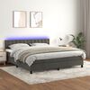 vidaXL Cama box spring colch&oacute;n y LED terciopelo gris oscuro 180x200 cm
