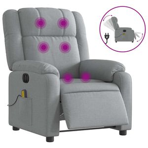 vidaXL Sill&oacute;n reclinable de masaje el&eacute;ctrico tela gris claro
