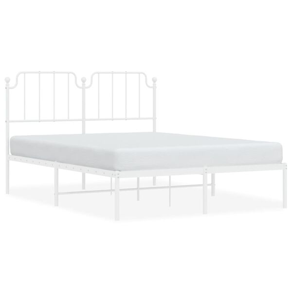 vidaXL Estructura cama sin colch&oacute;n con cabecero metal blanco 140x200cm