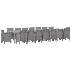 vidaXL Conjunto de comedor de jard&iacute;n con cojines 17 uds. Gris Claro PP