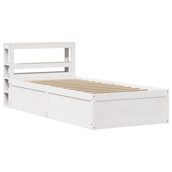 vidaXL Estructura de cama con cabecero madera pino blanco 75x190 cm