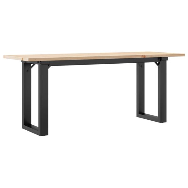 vidaXL Mesa de centro marco O madera maciza pino y acero 110x40x45 cm
