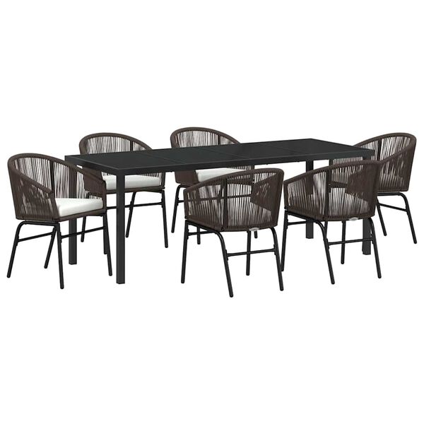 vidaXL Conjunto de Comedor de Jard&iacute;n 7 pcs Marr&oacute;n