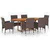 vidaXL Set de comedor de jard&iacute;n 7 piezas rat&aacute;n sint&eacute;tico marr&oacute;n
