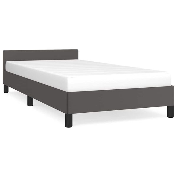 vidaXL Estructura de cama con cabecero sin colch&oacute;n gris 90x200 cm