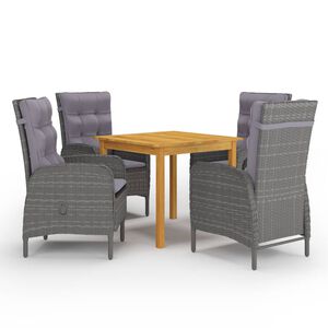 vidaXL Juego de comedor de jard&iacute;n de 5 piezas gris
