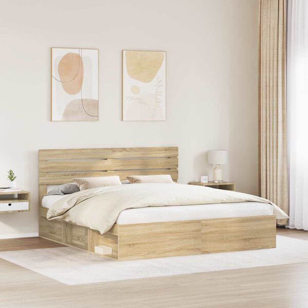 vidaXL Estructura de cama Sonoma 200 x 200 cm Madera de pino macizo