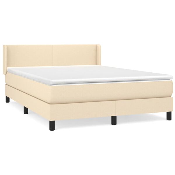 vidaXL Cama box spring con colch&oacute;n tela color crema 140x200 cm