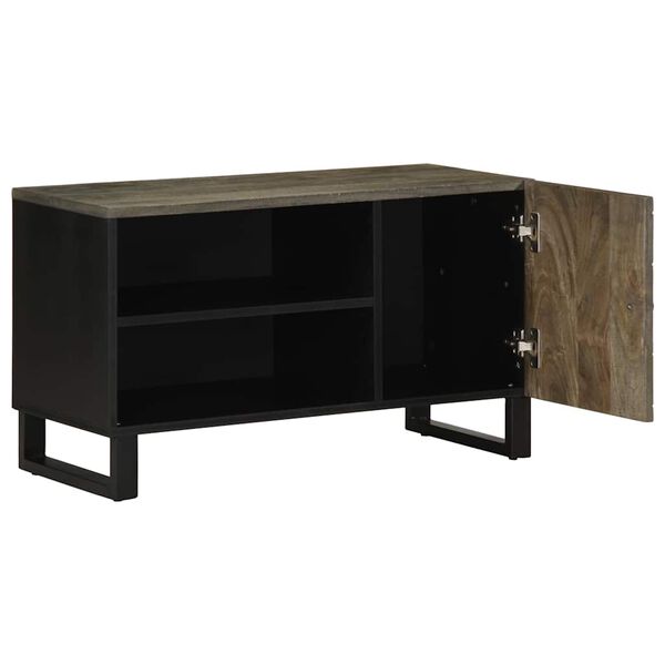 vidaXL Mueble de TV madera maciza de mango negro 80x33x46 cm