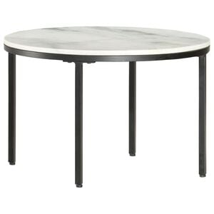 vidaXL Mesa de centro m&aacute;rmol macizo aut&eacute;ntico blanco y negro &Oslash;65 cm