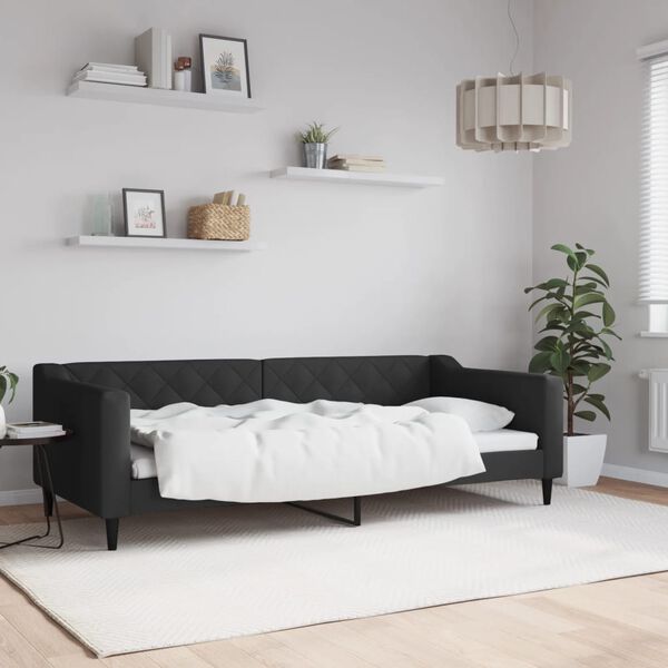 vidaXL Sof&aacute; cama sin colch&oacute;n tela negro 90x200 cm