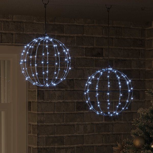 vidaXL Bola con 192 LED 2 pcs fr&iacute;o 31,5 x 31,5 x 32 cm Metal