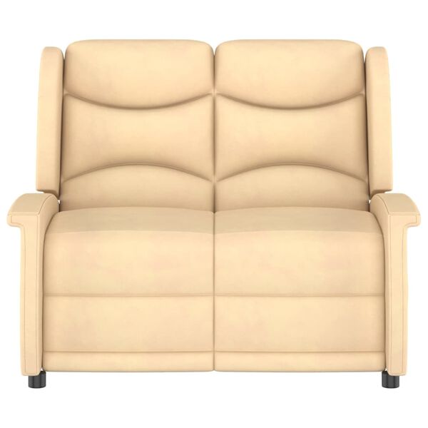 vidaXL Sillón de masaje reclinable de 2 plazas tela microfibra crema