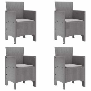 vidaXL Silla de Jardín 4 pcs Gris claro 53 x 49 x 85 cm PP