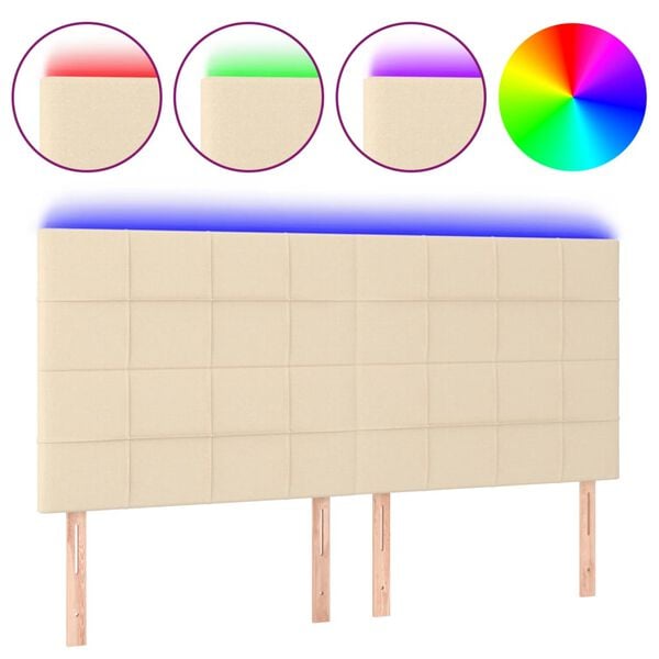 vidaXL Cabecero con luces LED tela crema 160x5x118/128 cm