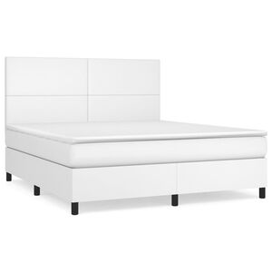 vidaXL Cama box spring con colch&oacute;n cuero sint&eacute;tico blanco 160x200 cm