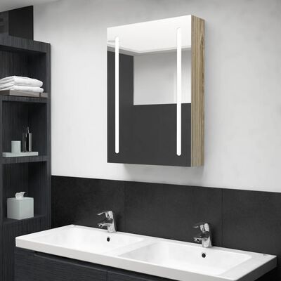 vidaXL Armario de baño con espejo y LED color roble 50x13x70 cm