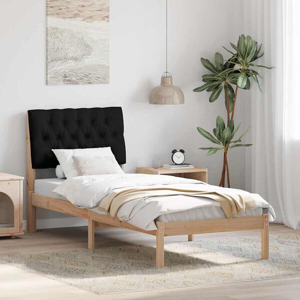 vidaXL Estructura de Cama con Cabecera Tapizada Marr&oacute;n 75 x 190 cm