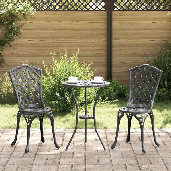 vidaXL Silla de Jardín 2 pcs Negro 55 x 56.5 x 91cm Aluminio