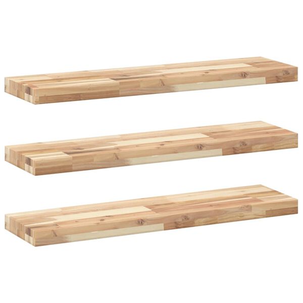 vidaXL Estantes flotantes 3 uds madera acacia sin tratar 80x20x4 cm