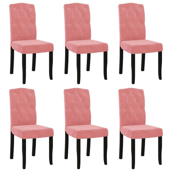 vidaXL Sillas de comedor 6 unidades de terciopelo rosa