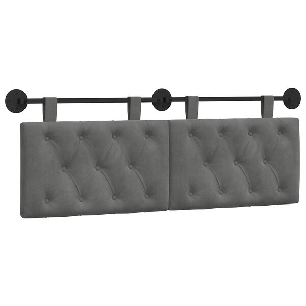 vidaXL Cabecera Colgante Gris oscuro 150 x 55 x 7 cm Terciopelo