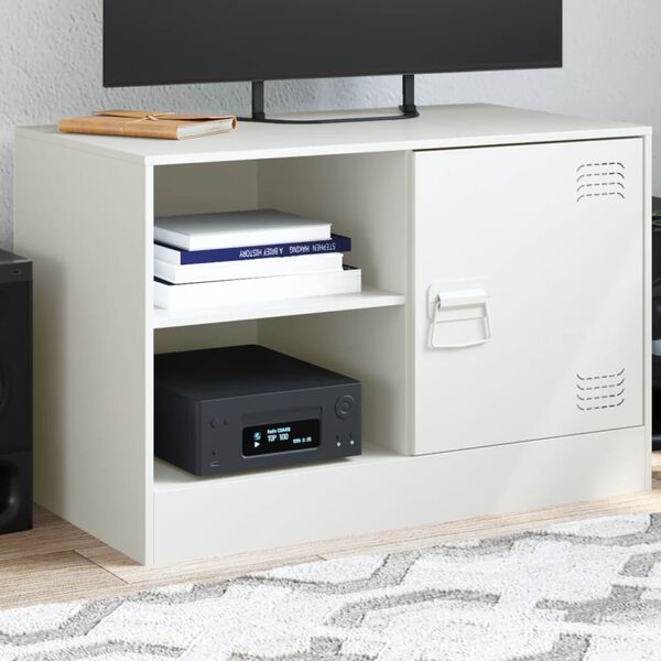 vidaXL Mueble para TV de acero blanco 67x39x44 cm