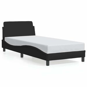 vidaXL Estructura de cama con cabecero Dover tela negro 90x190cm