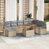 vidaXL Conjunto de sof&aacute; de jard&iacute;n 9 pcs Beige Polirat&aacute;n