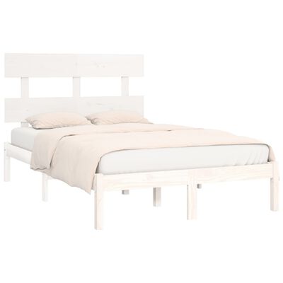 vidaXL Estructura de cama de madera maciza blanca 140x190 cm